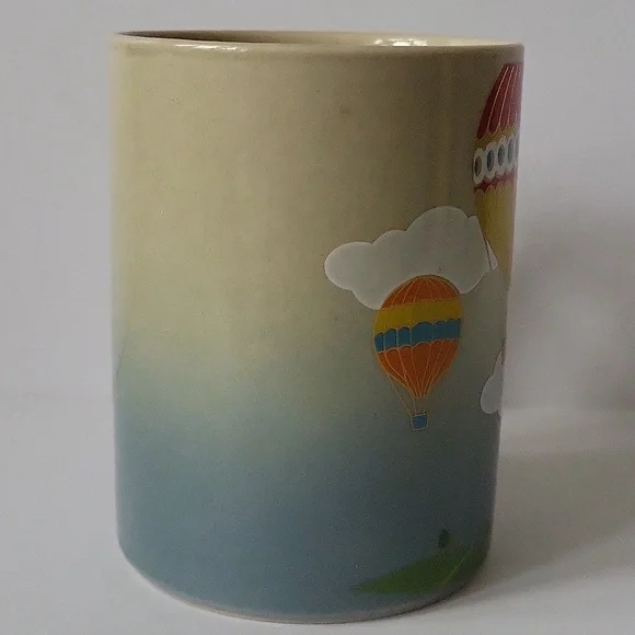 Otagiri Hot Air Balloon Graphics On Gray Ceramic Coffee Mug